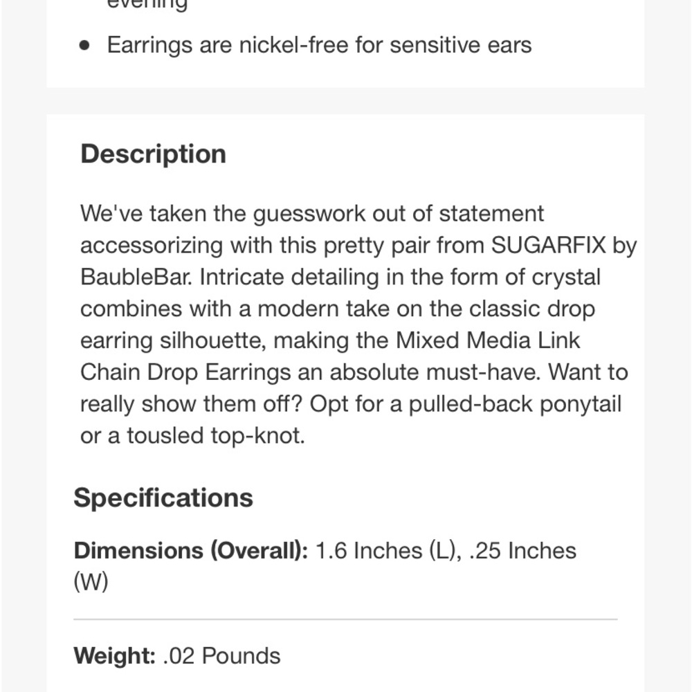 SUGARFIX by BaubleBar Mixed Media Link Chain Drop Earrings White Neon Enamel - Picture 8 of 9